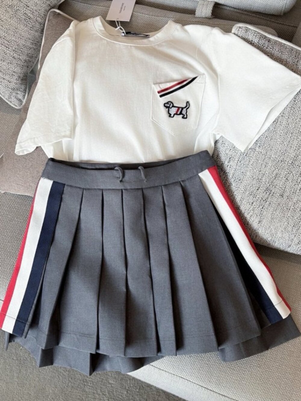 Thom Browne crew-neck short-sleeved T-shirt and short skirt set